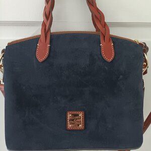 Dooney & Bourke Suede Small Heidi Satchel Navy